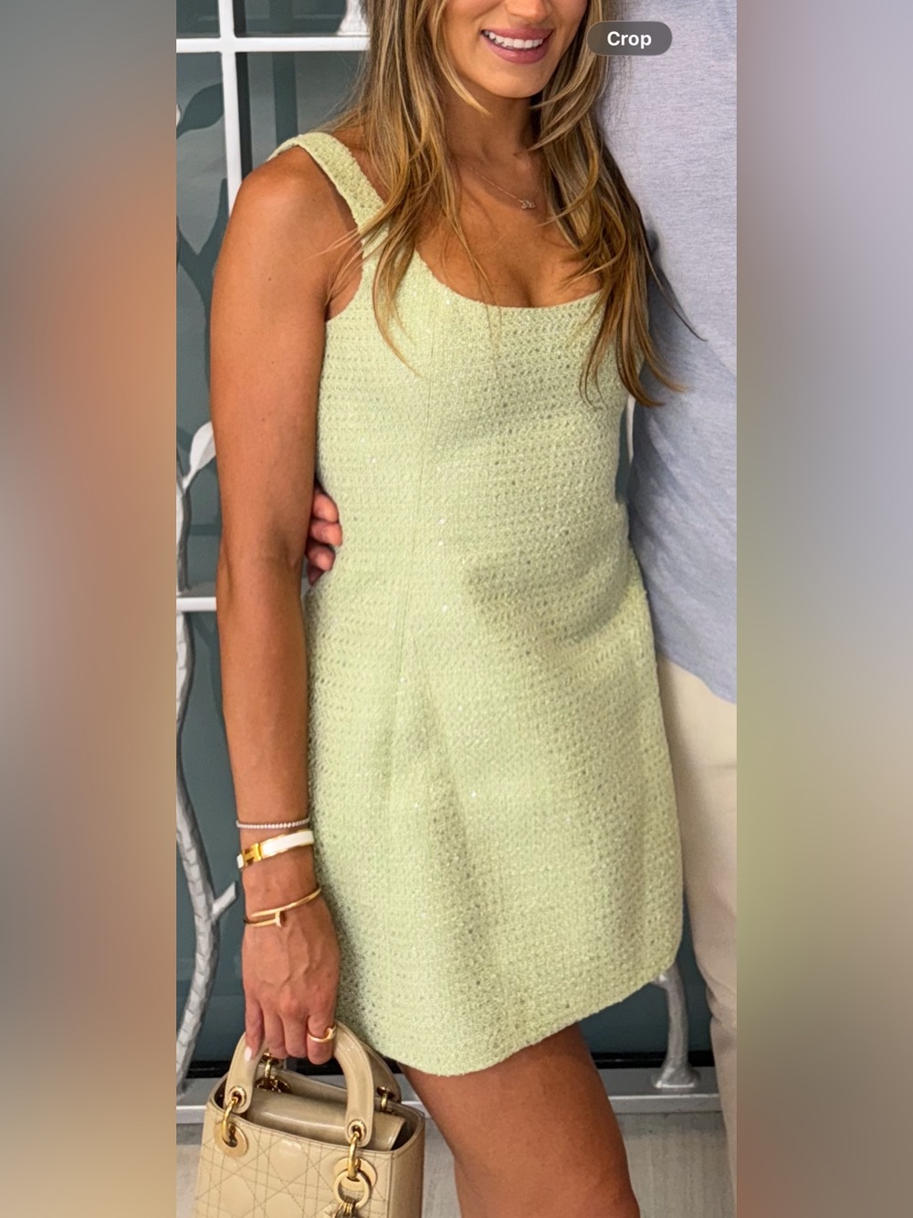 Meshki Pastel Green Scoop Neck Mini Dress - Picture 3 of 3
